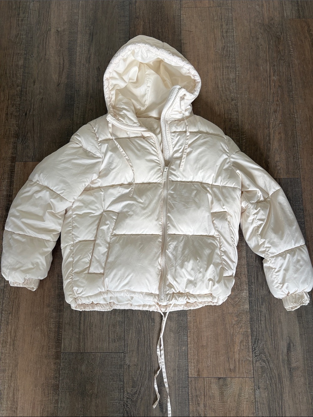 H&M Cream Hooded Puffer Jacket